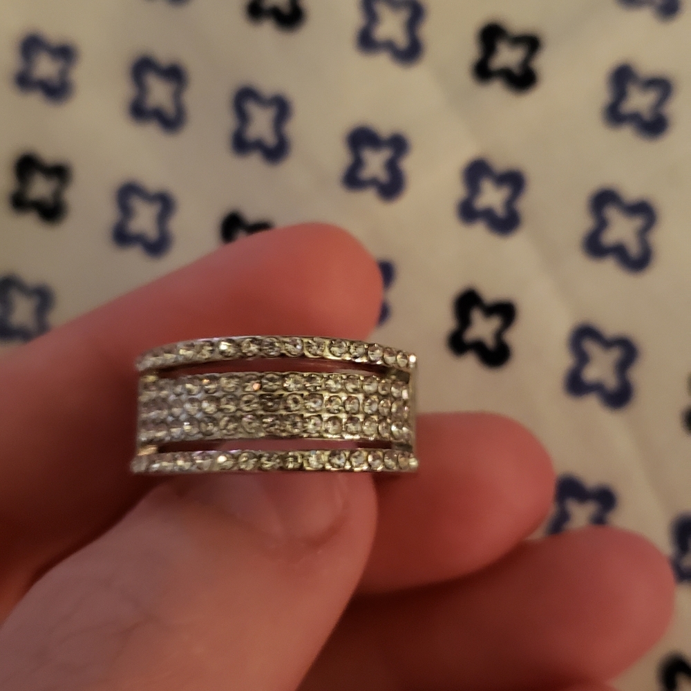 Crystal and silver ring